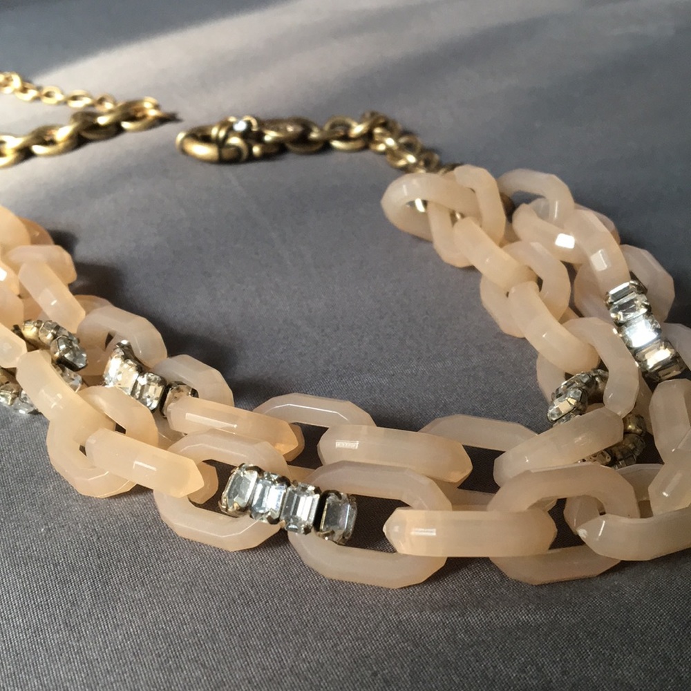 J. Crew Statement Nude Lucite Double-Strand Necklace